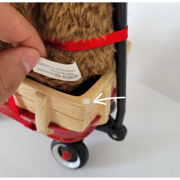 Vintage 2000 Radio Flyer Collectible Coin Bank Plush Girl Bear in Wagon Enesco - Picture 5 of 11